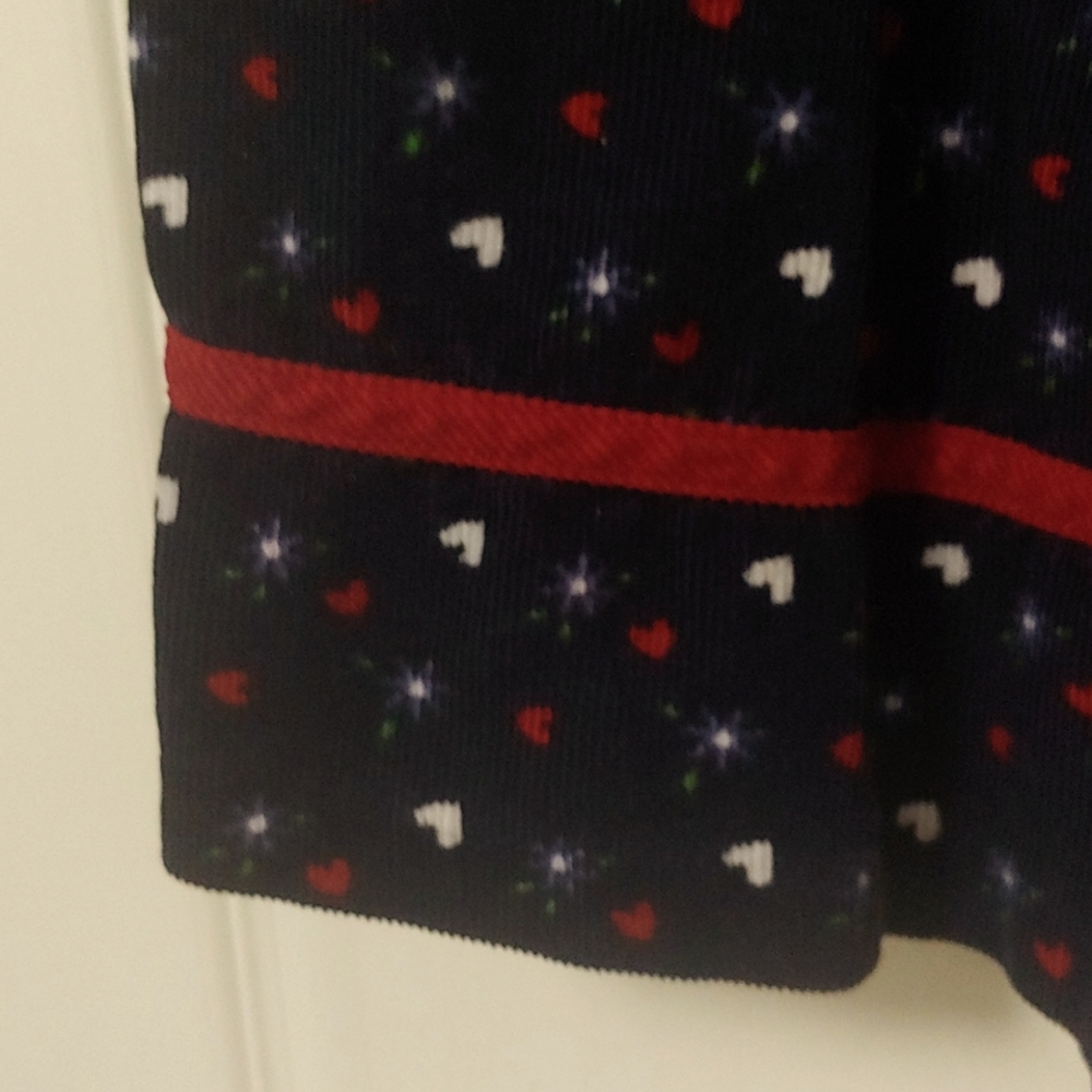 💗 Sophie Rose Navy Blue Pinwhale Corduroy Jumper Dress. Heart print. Size 5 - Picture 8 of 10